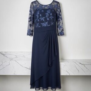 Alex Formal Navy Cocktail Wedding Dress Size 14 Mother Of The Bride Classy Blue